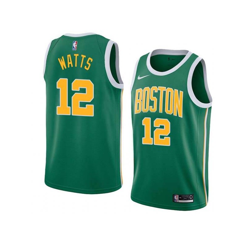 Green_Gold Ron Watts Twill Basketball Jersey -Celtics #12 Watts Twill Jerseys, FREE SHIPPING