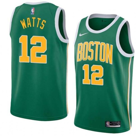 Green_Gold Ron Watts Twill Basketball Jersey -Celtics #12 Watts Twill Jerseys, FREE SHIPPING