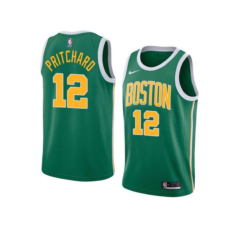 Green_Gold Kevin Pritchard Twill Basketball Jersey -Celtics #12 Pritchard Twill Jerseys, FREE SHIPPING