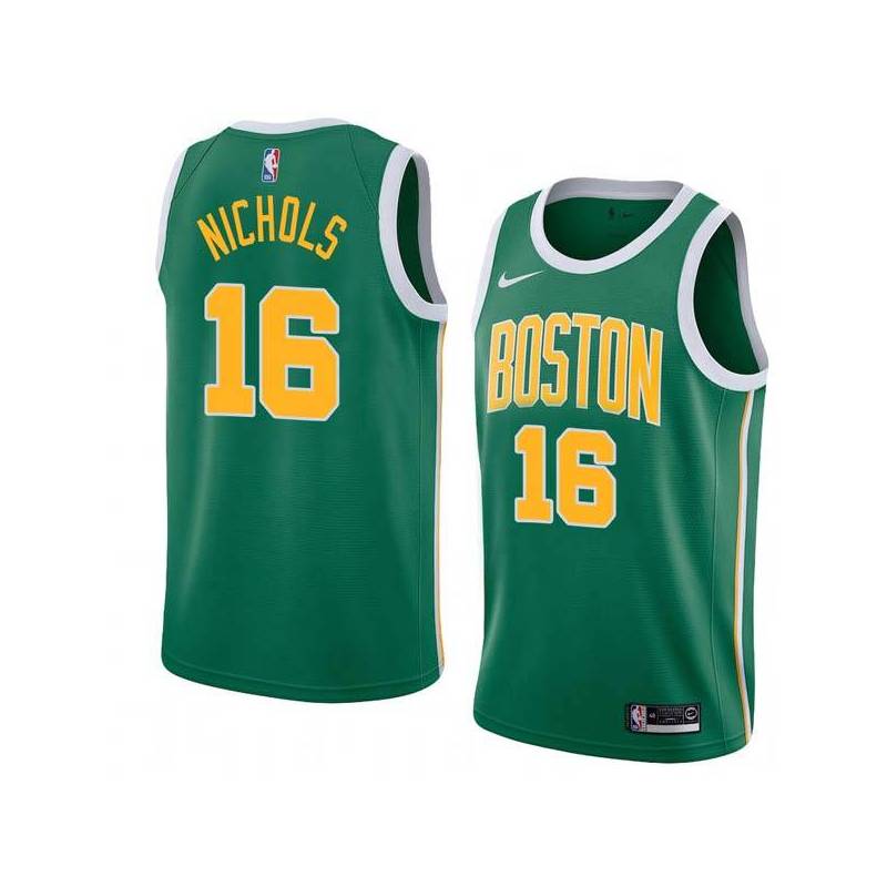 Green_Gold Jack Nichols Twill Basketball Jersey -Celtics #16 Nichols Twill Jerseys, FREE SHIPPING