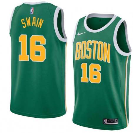 Green_Gold Bennie Swain Twill Basketball Jersey -Celtics #16 Swain Twill Jerseys, FREE SHIPPING