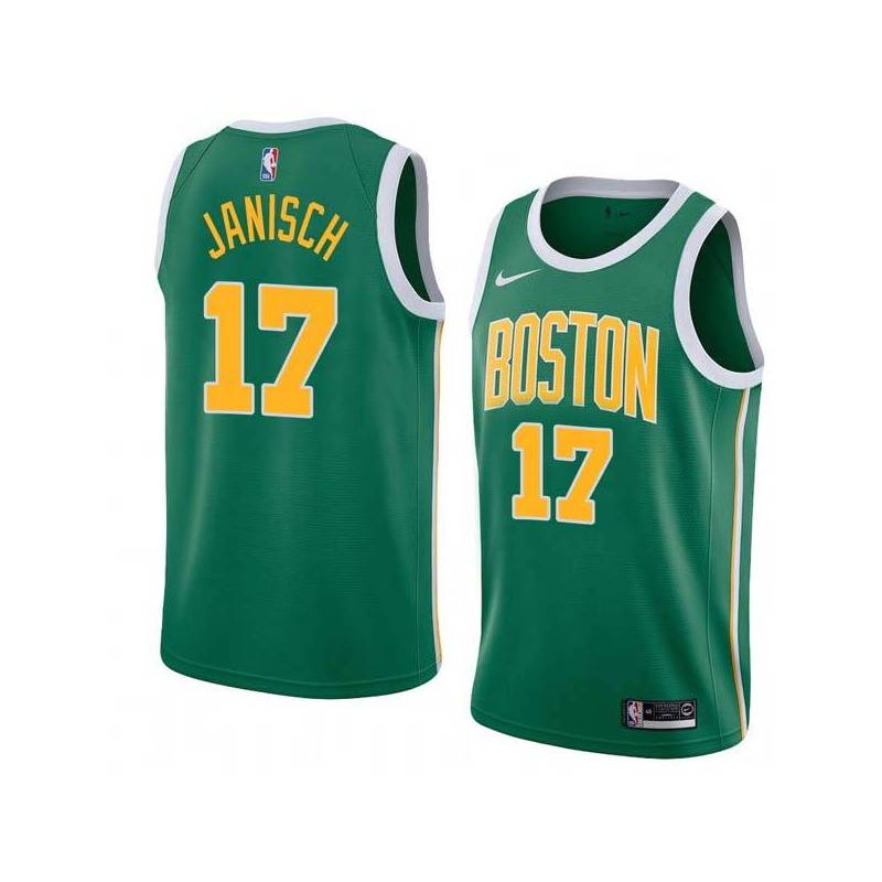 Green_Gold John Janisch Twill Basketball Jersey -Celtics #17 Janisch Twill Jerseys, FREE SHIPPING