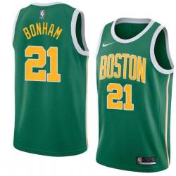 Green_Gold Ron Bonham Twill Basketball Jersey -Celtics #21 Bonham Twill Jerseys, FREE SHIPPING