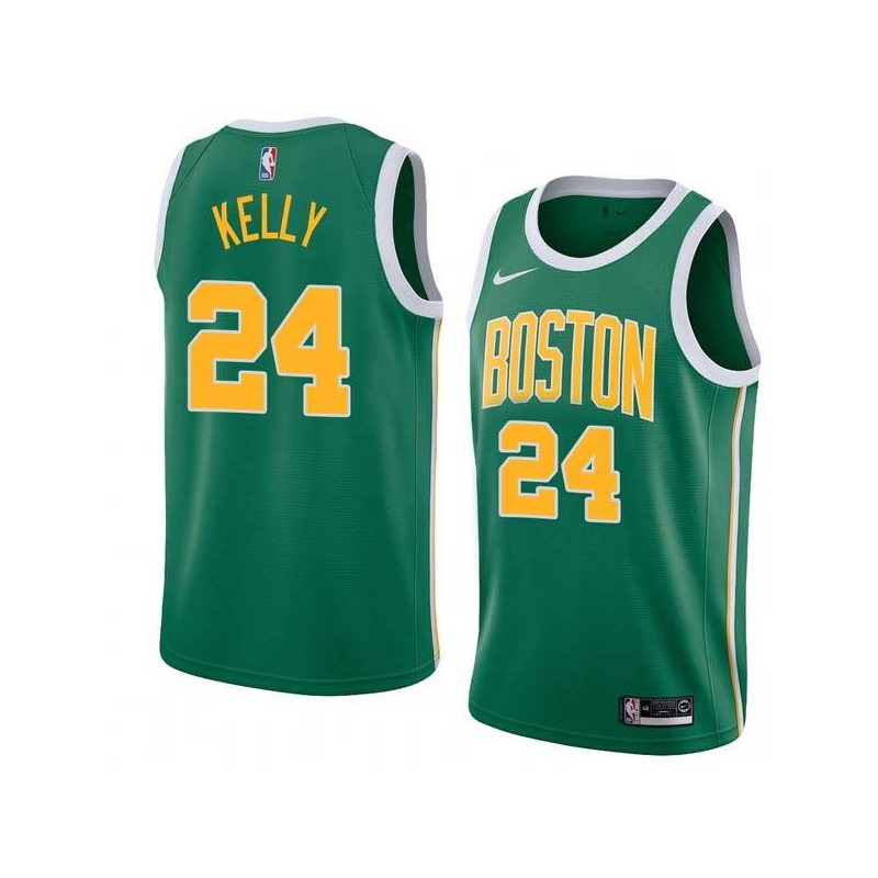 Green_Gold Jerry Kelly Twill Basketball Jersey -Celtics #24 Kelly Twill Jerseys, FREE SHIPPING