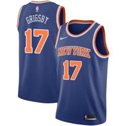 Blue Chuck Grigsby Twill Basketball Jersey -Knicks #17 Grigsby Twill Jerseys, FREE SHIPPING