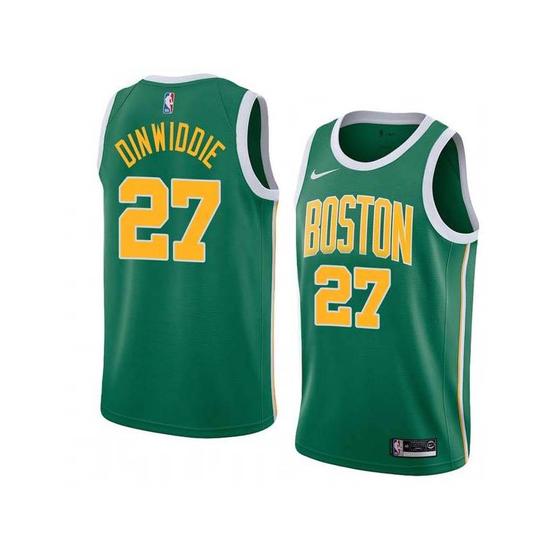 Green_Gold Bill Dinwiddie Twill Basketball Jersey -Celtics #27 Dinwiddie Twill Jerseys, FREE SHIPPING