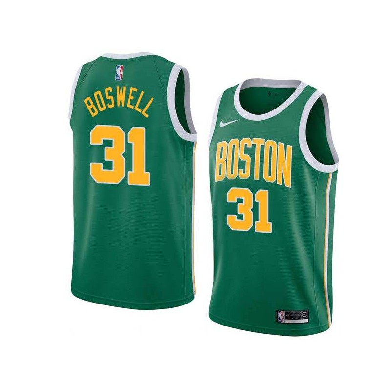 Green_Gold Tom Boswell Twill Basketball Jersey -Celtics #31 Boswell Twill Jerseys, FREE SHIPPING