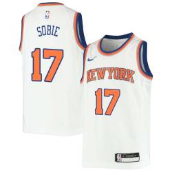 White Ron Sobie Twill Basketball Jersey -Knicks #17 Sobie Twill Jerseys, FREE SHIPPING