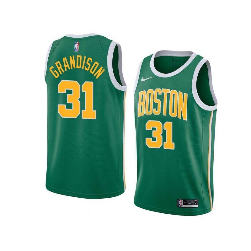 Green_Gold Ron Grandison Twill Basketball Jersey -Celtics #31 Grandison Twill Jerseys, FREE SHIPPING