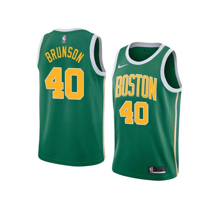 Green_Gold Rick Brunson Twill Basketball Jersey -Celtics #40 Brunson Twill Jerseys, FREE SHIPPING