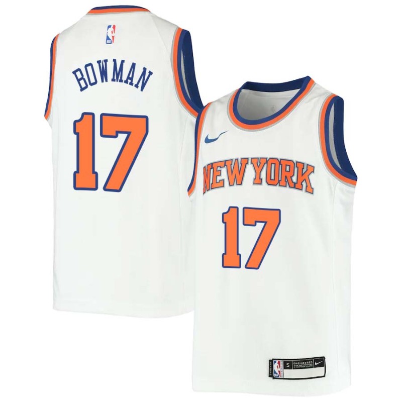 White Nate Bowman Twill Basketball Jersey -Knicks #17 Bowman Twill Jerseys, FREE SHIPPING