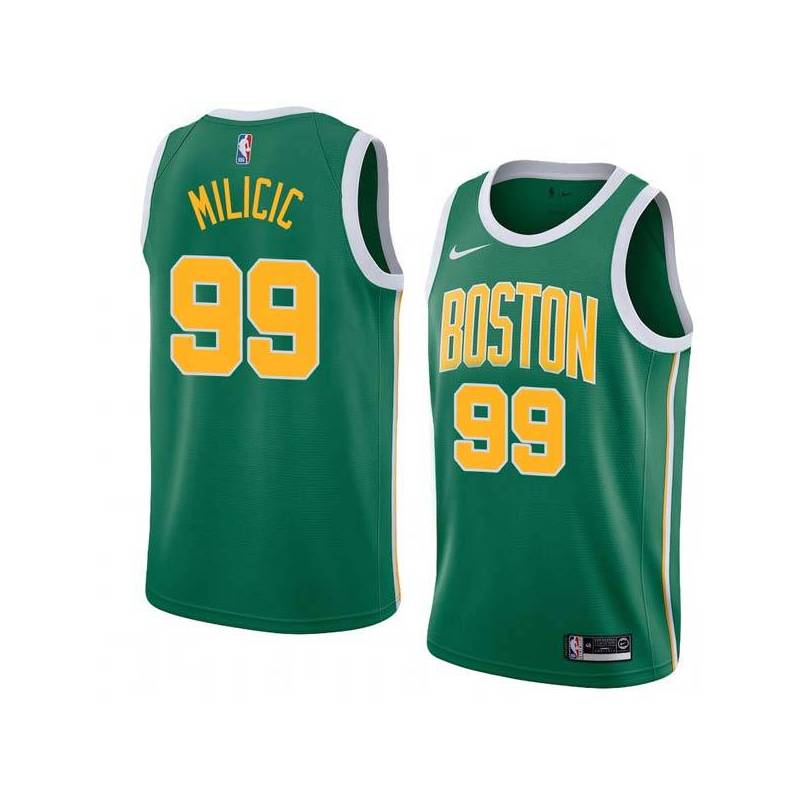 Green_Gold Darko Milicic Twill Basketball Jersey -Celtics #99 Milicic Twill Jerseys, FREE SHIPPING