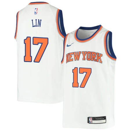 White Jeremy Lin Twill Basketball Jersey -Knicks #17 Lin Twill Jerseys, FREE SHIPPING