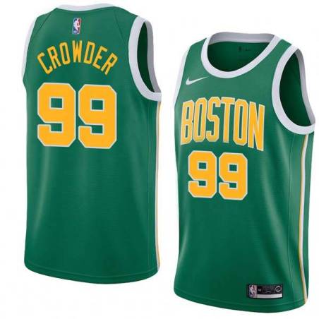 Green_Gold Jae Crowder Twill Basketball Jersey -Celtics #99 Crowder Twill Jerseys, FREE SHIPPING