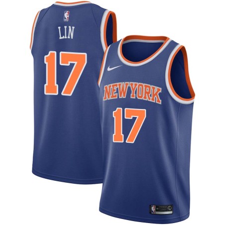 Blue Jeremy Lin Twill Basketball Jersey -Knicks #17 Lin Twill Jerseys, FREE SHIPPING