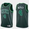 2020-21Earned David Wesley Twill Basketball Jersey -Celtics #4 Wesley Twill Jerseys, FREE SHIPPING