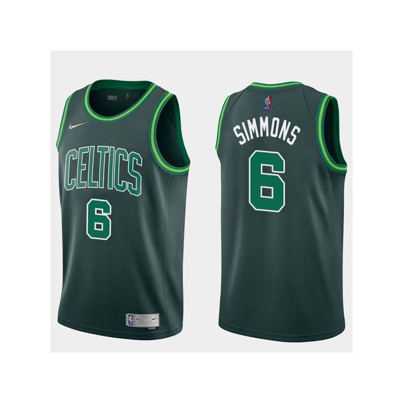 2020-21Earned Johnny Simmons Twill Basketball Jersey -Celtics #6 Simmons Twill Jerseys, FREE SHIPPING