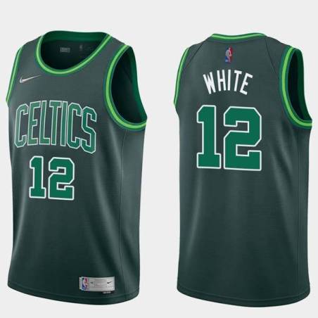 2020-21Earned D.J. White Twill Basketball Jersey -Celtics #12 White Twill Jerseys, FREE SHIPPING