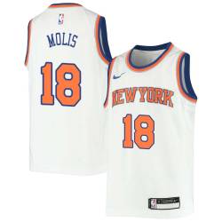 White Wayne Molis Twill Basketball Jersey -Knicks #18 Molis Twill Jerseys, FREE SHIPPING