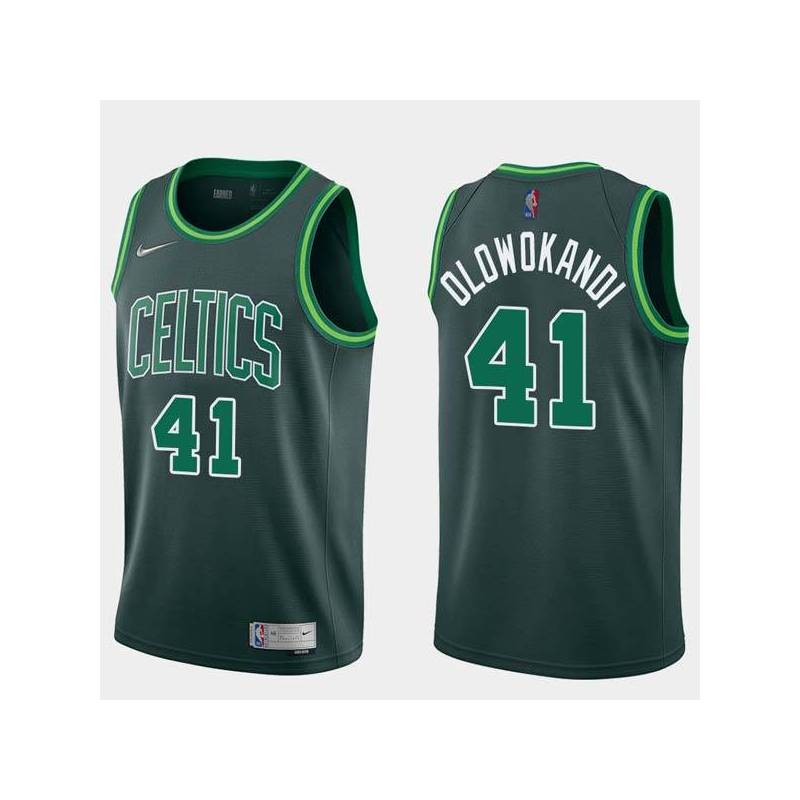 2020-21Earned Michael Olowokandi Twill Basketball Jersey -Celtics #41 Olowokandi Twill Jerseys, FREE SHIPPING