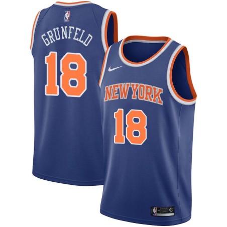 Blue Ernie Grunfeld Twill Basketball Jersey -Knicks #18 Grunfeld Twill Jerseys, FREE SHIPPING