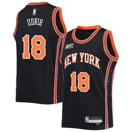 2021-22City Beno Udrih Twill Basketball Jersey -Knicks #18 Udrih Twill Jerseys, FREE SHIPPING