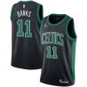 Black Marcus Banks Twill Basketball Jersey -Celtics #11 Banks Twill Jerseys, FREE SHIPPING