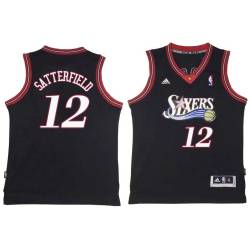 Black Throwback Kenny Satterfield Twill Basketball Jersey -76ers #12 Satterfield Twill Jerseys, FREE SHIPPING