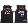 Black Throwback Kenny Satterfield Twill Basketball Jersey -76ers #12 Satterfield Twill Jerseys, FREE SHIPPING