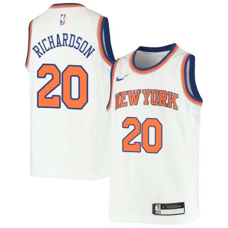 White Micheal Ray Richardson Twill Basketball Jersey -Knicks #20 Richardson Twill Jerseys, FREE SHIPPING