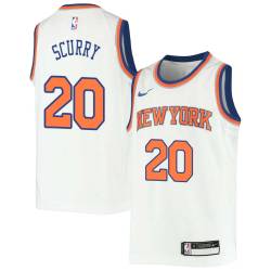 White Carey Scurry Twill Basketball Jersey -Knicks #20 Scurry Twill Jerseys, FREE SHIPPING