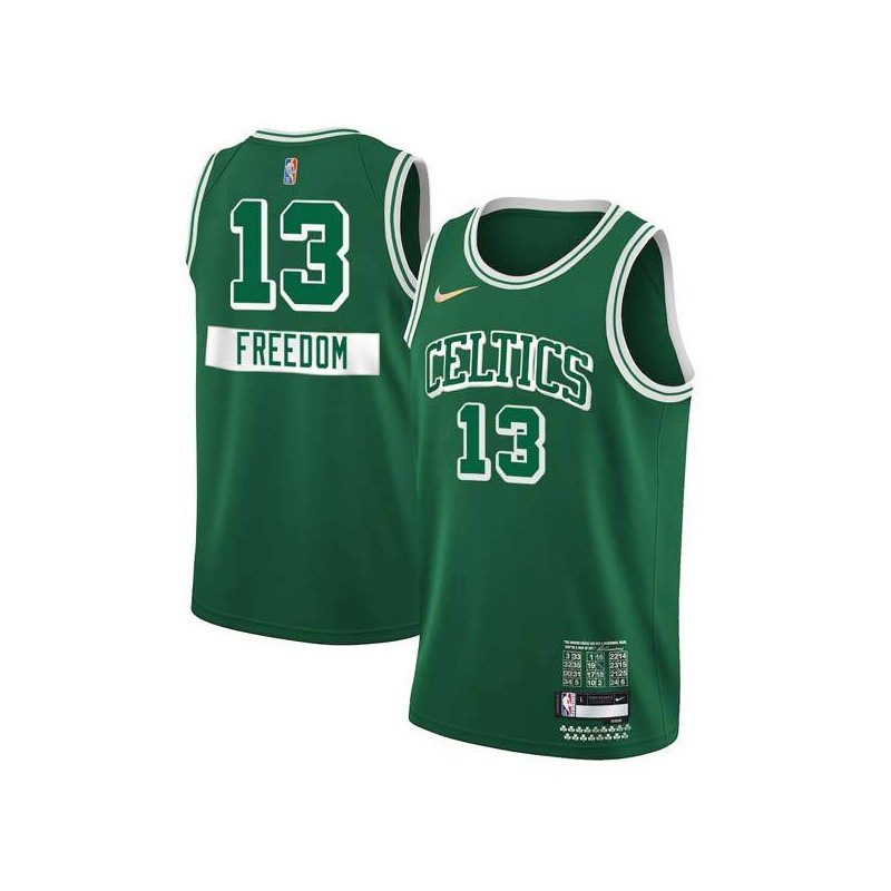2021-22City Enes Freedom Celtics #13 Twill Basketball Jersey FREE SHIPPING