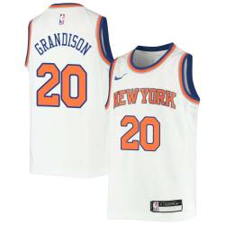 White Ron Grandison Twill Basketball Jersey -Knicks #20 Grandison Twill Jerseys, FREE SHIPPING