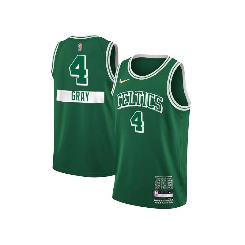 2021-22City Wyndol Gray Twill Basketball Jersey -Celtics #4 Gray Twill Jerseys, FREE SHIPPING