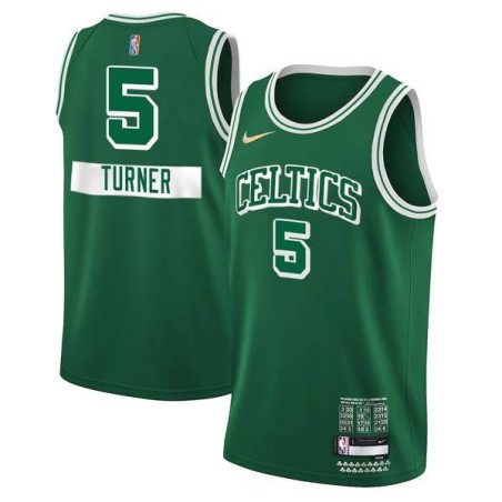 2021-22City Wayne Turner Twill Basketball Jersey -Celtics #5 Turner Twill Jerseys, FREE SHIPPING