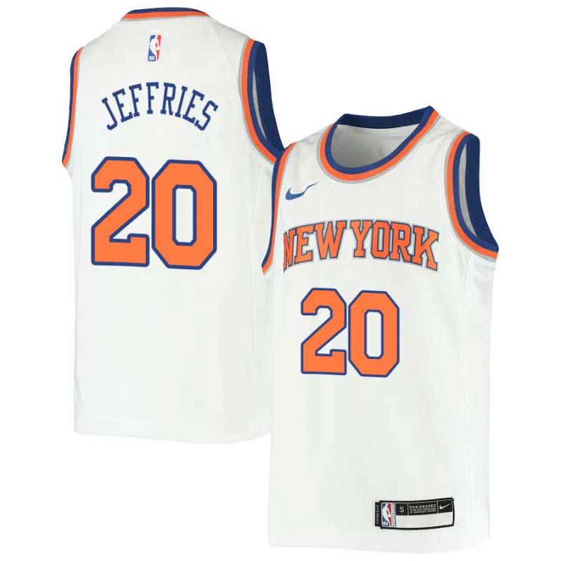 White Jared Jeffries Twill Basketball Jersey -Knicks #20 Jeffries Twill Jerseys, FREE SHIPPING