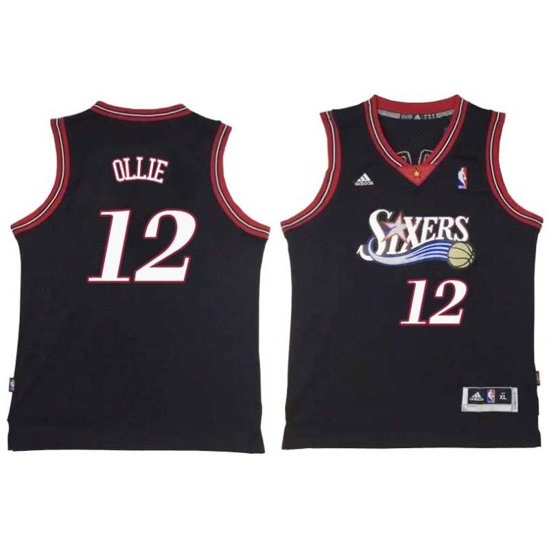 Black Throwback Kevin Ollie Twill Basketball Jersey -76ers #12 Ollie Twill Jerseys, FREE SHIPPING