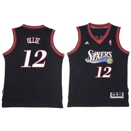 Black Throwback Kevin Ollie Twill Basketball Jersey -76ers #12 Ollie Twill Jerseys, FREE SHIPPING