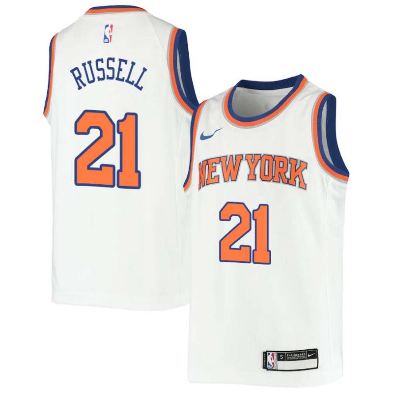 White Campy Russell Twill Basketball Jersey -Knicks #21 Russell Twill Jerseys, FREE SHIPPING