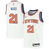 White Charlie Ward Twill Basketball Jersey -Knicks #21 Ward Twill Jerseys, FREE SHIPPING