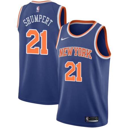 Blue Iman Shumpert Twill Basketball Jersey -Knicks #21 Shumpert Twill Jerseys, FREE SHIPPING