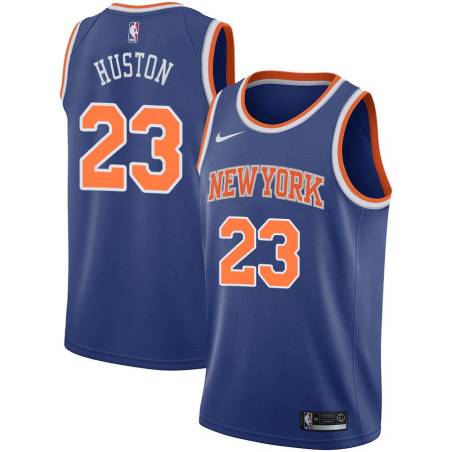 Blue Geoff Huston Twill Basketball Jersey -Knicks #23 Huston Twill Jerseys, FREE SHIPPING