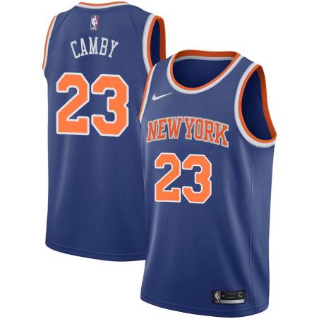 Blue Marcus Camby Twill Basketball Jersey -Knicks #23 Camby Twill Jerseys, FREE SHIPPING