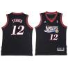 Black Throwback Evan Turner Twill Basketball Jersey -76ers #12 Turner Twill Jerseys, FREE SHIPPING