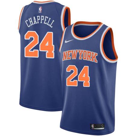 Blue Len Chappell Twill Basketball Jersey -Knicks #24 Chappell Twill Jerseys, FREE SHIPPING