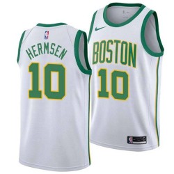 2018-19City Kleggie Hermsen Twill Basketball Jersey -Celtics #10 Hermsen Twill Jerseys, FREE SHIPPING