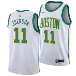 2018-19City Tracy Jackson Twill Basketball Jersey -Celtics #11 Jackson Twill Jerseys, FREE SHIPPING