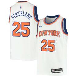 White Erick Strickland Twill Basketball Jersey -Knicks #25 Strickland Twill Jerseys, FREE SHIPPING