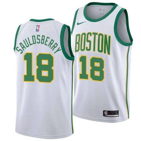 2018-19City Woody Sauldsberry Twill Basketball Jersey -Celtics #18 Sauldsberry Twill Jerseys, FREE SHIPPING