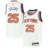 White Mardy Collins Twill Basketball Jersey -Knicks #25 Collins Twill Jerseys, FREE SHIPPING